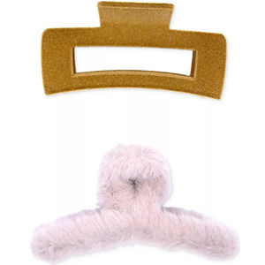 INC INTERNATIONAL CONCEPTS 2-Pc. Velveteen & Faux-Fur Hair Claw Clip Set